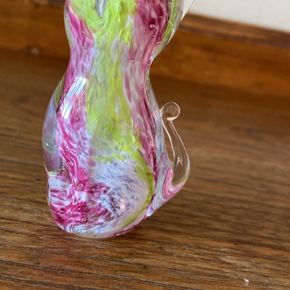 J.B Quebec Canada Jan Brenda? Signed Art Glass Cat Figurine Paperweight Tie-Dye - Picture 4 of 6